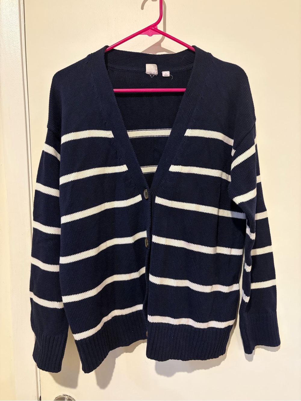 Gap navy and white stripe 100% cotton cardigan, S